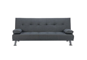 Birlea Logan Grey Polyester Buttoned Back 3 Seater Upholstered Fabric Sofa Bed (5596117794982)