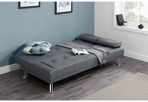 Birlea Logan Grey Polyester Buttoned Back 3 Seater Upholstered Fabric Sofa Bed (5596117794982)
