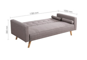 Birlea Ethan Grey Large and Medium Upholstered Fabric Sofa Bed (5600664158374)