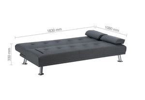 Birlea Logan Grey Polyester Buttoned Back 3 Seater Upholstered Fabric Sofa Bed (5596117794982)