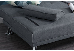 Birlea Logan Grey Polyester Buttoned Back 3 Seater Upholstered Fabric Sofa Bed (5596117794982)